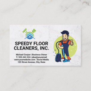 Cleaner Service   Man Cleaning Floors Logo Business Card