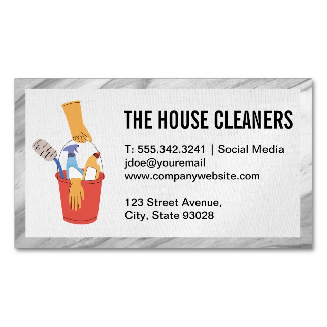 Cleaner Tools in Bucket Magnetic Business Card (Front)