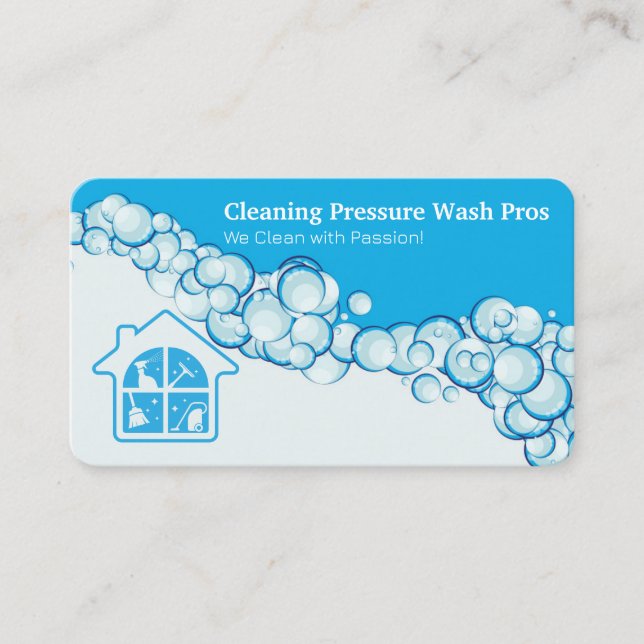 Cleaner Washing | Soap Bubbles Business Card (Front)
