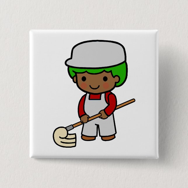 Cleaning Boy 15 Cm Square Badge (Front)