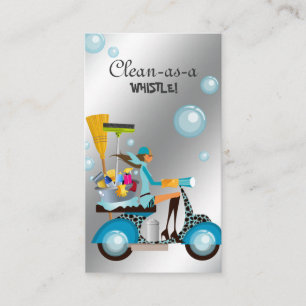 Cleaning Business Card Scooter Girl Silver