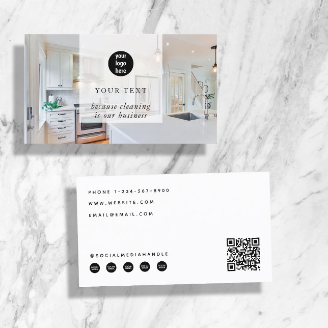 Cleaning Business Photo Social Media QR Code Logo Business Card (Cleaning Business Photo Social Media QR Code Logo Business Card)