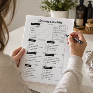 Cleaning Checklist Black And White Housekeeping  Notepad