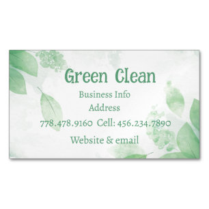Cleaning Company, Green, Eco- Friendly, Nature  Bu Magnetic Business Card