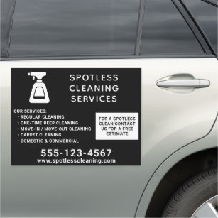 Cleaning Company Spray Bottle Black 18"x24" Car Magnet