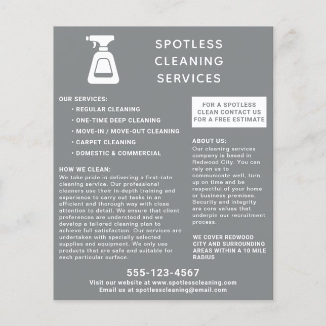 Cleaning Company Spray Bottle Grey Flyer (Front)