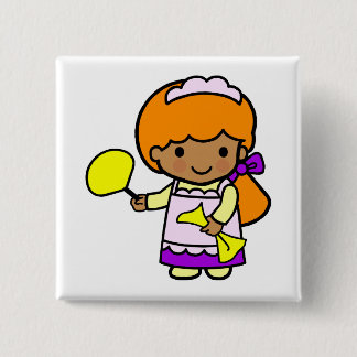 Cleaning Girl 15 Cm Square Badge