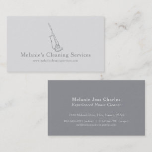 Cleaning gray vintage vacuum business card