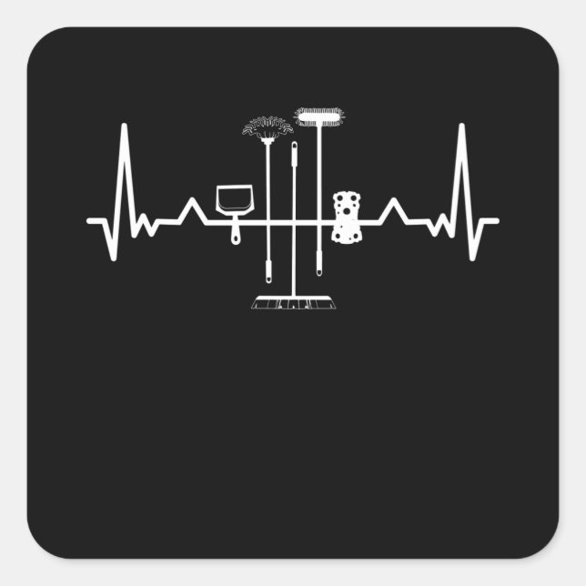 Cleaning Heartbeat Housekeeping Gift Square Sticker (Front)
