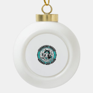 Cleaning House Chaos Cat Pet Lover Shirt Art - Cle Ceramic Ball Christmas Ornament