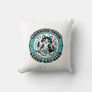 Cleaning House Chaos Cat Pet Lover Shirt Art - Cle Cushion