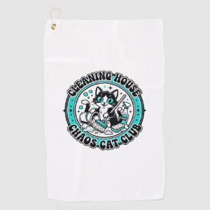 Cleaning House Chaos Cat Pet Lover Shirt Art - Cle Golf Towel
