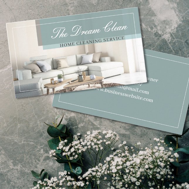 Cleaning House Clean Service Modern Business Card (Creator Uploaded)
