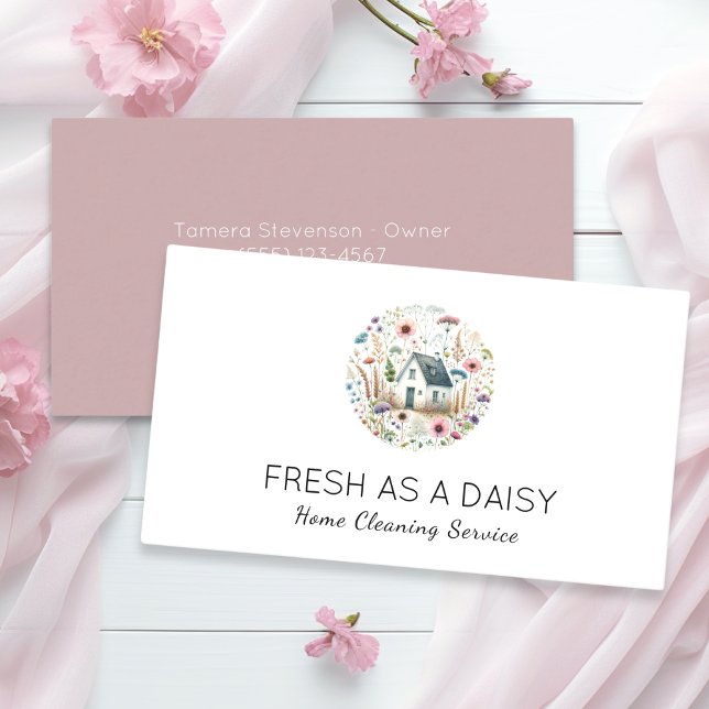 Cleaning House Clean Service Modern Business Card (Creator Uploaded)