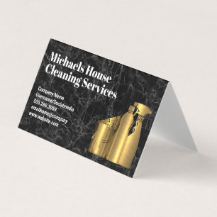 Cleaning House Tools Golden Black Marble Business Card