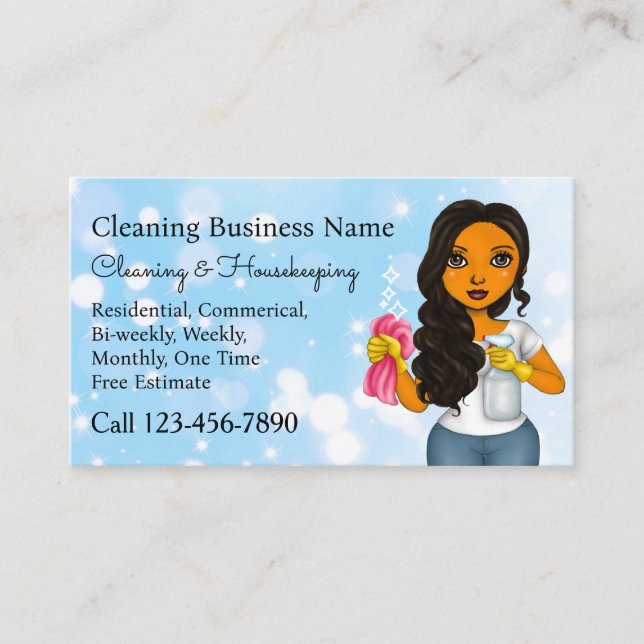 Cleaning Housekeeping Service Business Card (Front)