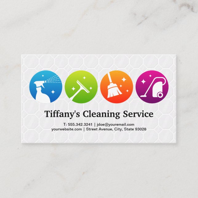 Cleaning Icons | House Keeping | Hotel Services Business Card (Front)