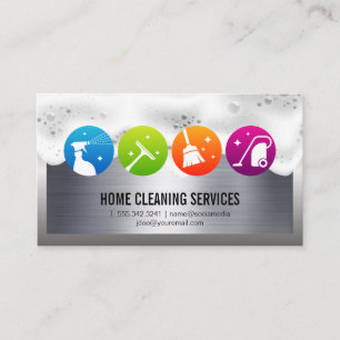 Cleaning Icons   Soap Suds   Metallic Business Card
