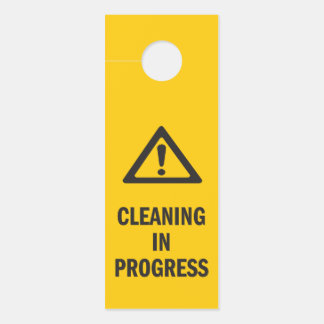 Cleaning in Progress caution yellow Door Hanger