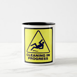 CLEANING IN PROGRESS Two-Tone COFFEE MUG