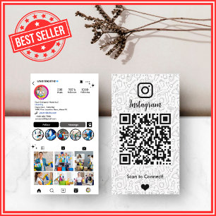 Cleaning Instagram White Housekeeping Maid QR Code Business Card