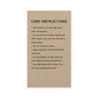 Cleaning Instructions Product Care Hang Tag