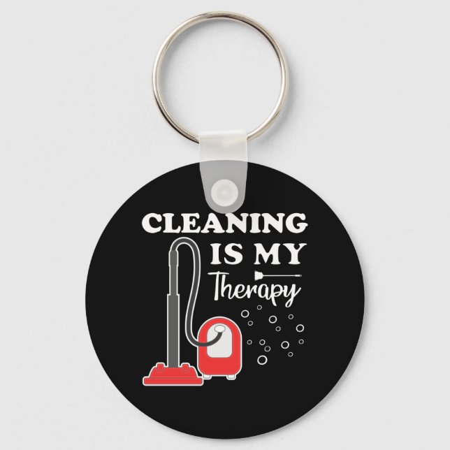 Cleaning Is Therapy Housekeeper Housekeeping Clean Key Ring (Front)