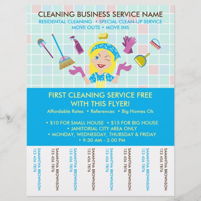 Cleaning Janitorial Tickets Advertising Maid Flyer (Front)