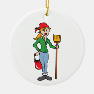 Cleaning Lady Ceramic Ornament