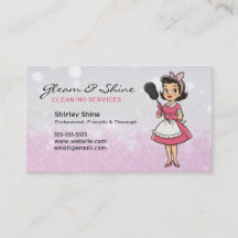 Cleaning Lady Cleaner Service Pink Sparkles Retro