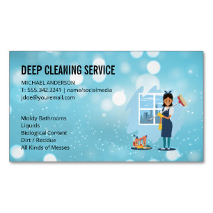 Cleaning Lady Cleaning Service Magnetic Business Card