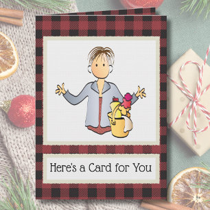 Cleaning Lady Female Cartoon Thank You Christmas  Card