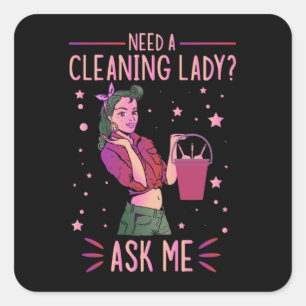 Cleaning Lady Housekeeper Housekeeping Cleaner Gra Square Sticker