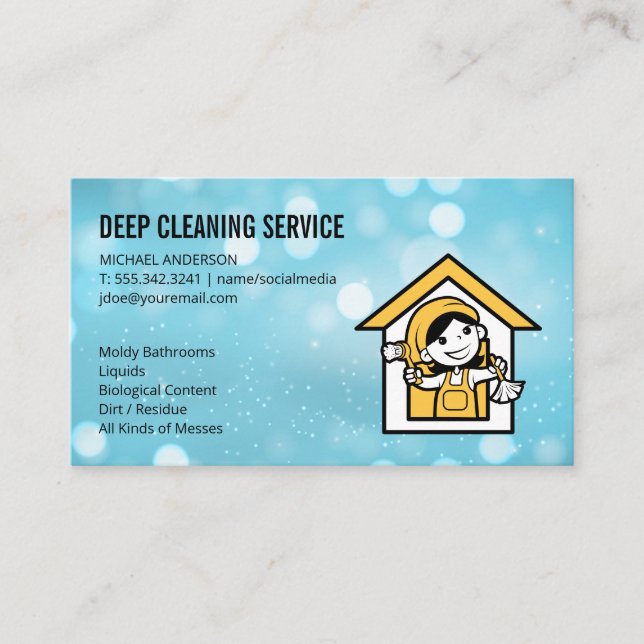 Cleaning Lady Logo | Cleaning Service  Business Card (Front)