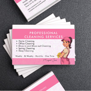 Cleaning Lady Pink Professional Business Card