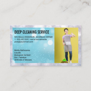 Cleaning Lady with Broom Business Card