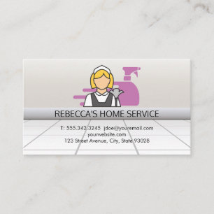 Cleaning Maid and Cleaning Spray Icons Business Card