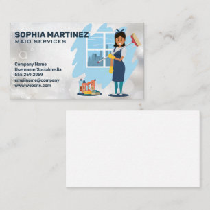 Cleaning Maid   Cleaner Services Business Card