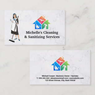 Cleaning Maid   House Cleaning Icons Business Card