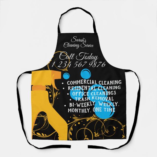 Cleaning Maid Janitorial Cute floral swirls Apron (Front)