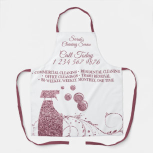 Cleaning Maid Janitorial simple spray pink swirl Apron