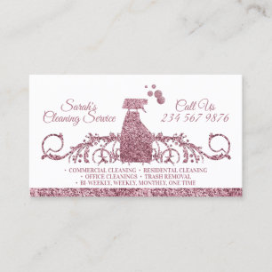 Cleaning Maid Janitorial sparkling pink Business Card