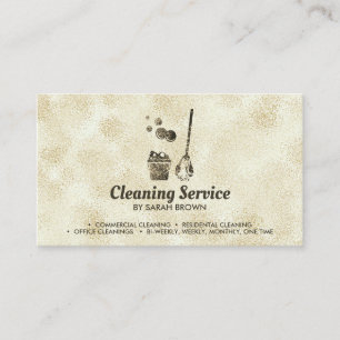 Cleaning Maid Janitorial sparkling sepia Business Card
