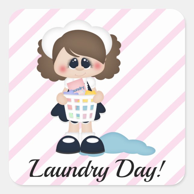Cleaning Maid Laudry Day Stripe Planner Sticker (Front)