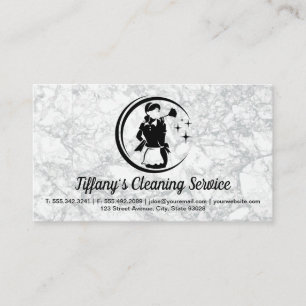 Cleaning Maid Logo   Marble Background Business Card