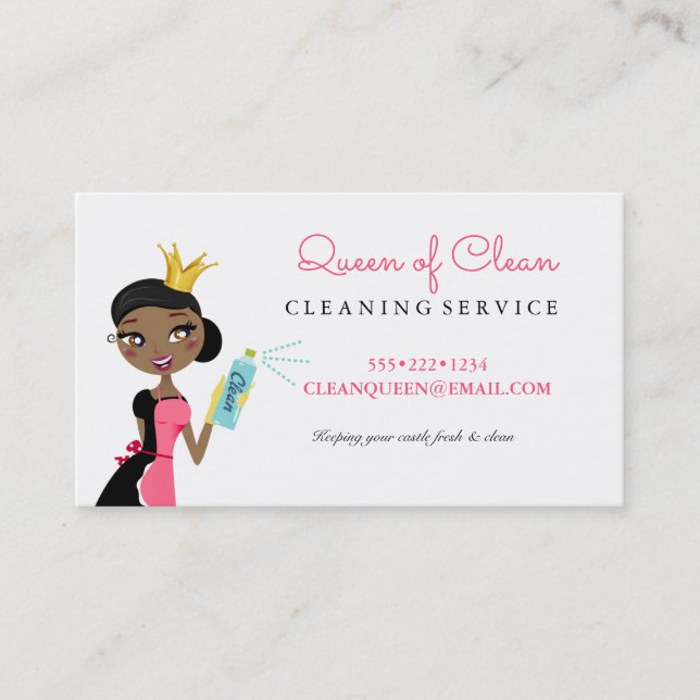 Cleaning Maid Service Ethnic Character Crown Business Card (Front)