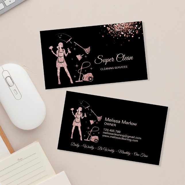 Cleaning Office services Maid Housekeeping Rose Business Card (Creator Uploaded)