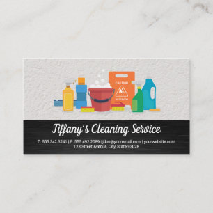 Cleaning Products Dark Metallic and Wall Texture Business Card