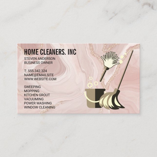 Cleaning Products | Pink Marble Business Card (Front)