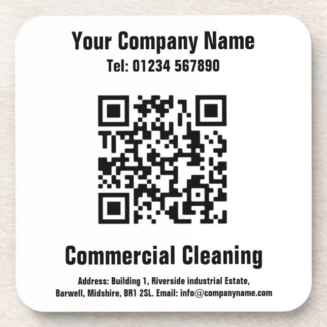 Cleaning QR Code Design Coaster (Front)